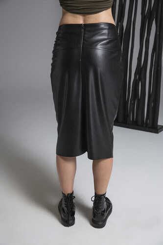 FAUX LEATHER WRAP SKIRT