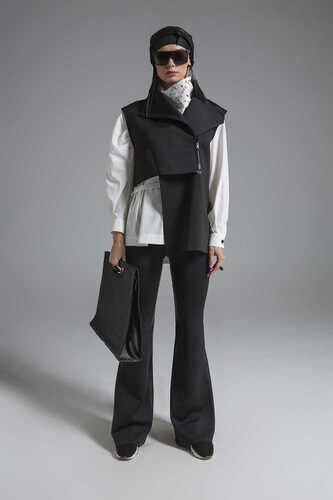 YOU - YOU SCUBA FLARE TROUSER WITH LEATHER STRIPE DETAIL