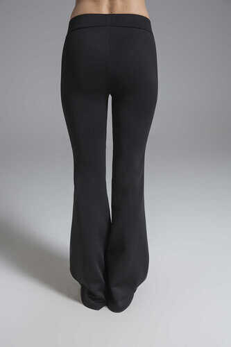 YOU SCUBA FLARE TROUSER WITH LEATHER STRIPE DETAIL - Thumbnail